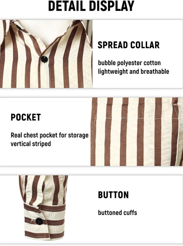 VATPAVE Men's Casual Stylish Striped Shirt Long Sleeve Button Down Shirt Regular Fit Dress Shirt with Pocket - Image 5