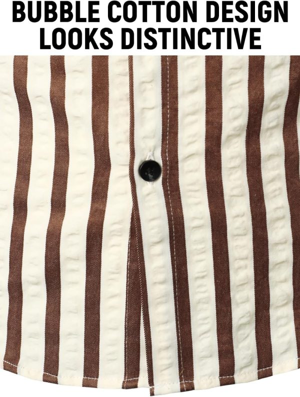 VATPAVE Men's Casual Stylish Striped Shirt Long Sleeve Button Down Shirt Regular Fit Dress Shirt with Pocket - Image 6