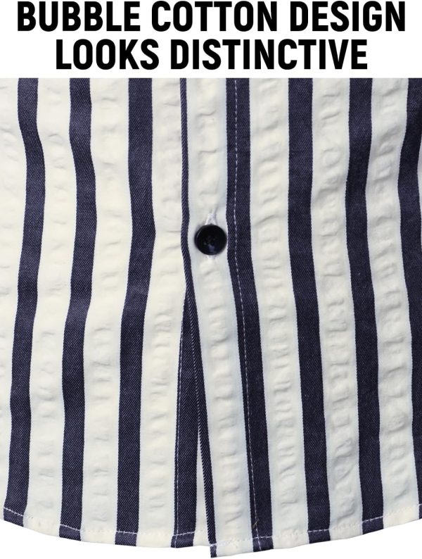 VATPAVE Men's Casual Stylish Striped Shirt Long Sleeve Button Down Shirt Regular Fit Dress Shirt with Pocket - Image 12