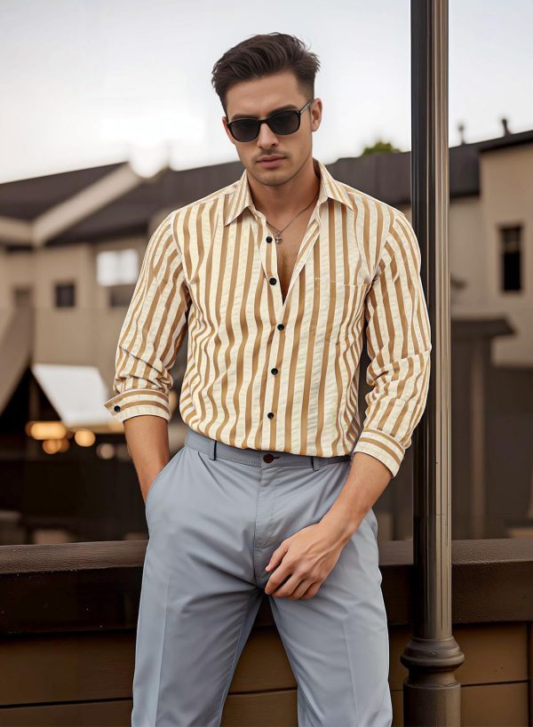 VATPAVE Men's Casual Stylish Striped Shirt Long Sleeve Button Down Shirt Regular Fit Dress Shirt with Pocket - Image 14