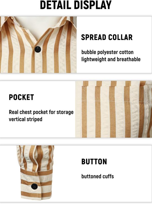 VATPAVE Men's Casual Stylish Striped Shirt Long Sleeve Button Down Shirt Regular Fit Dress Shirt with Pocket - Image 17