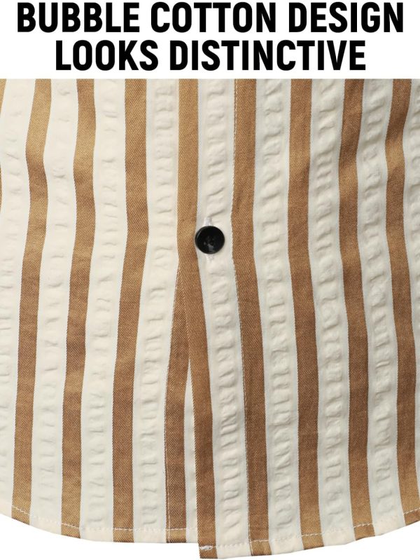 VATPAVE Men's Casual Stylish Striped Shirt Long Sleeve Button Down Shirt Regular Fit Dress Shirt with Pocket - Image 18