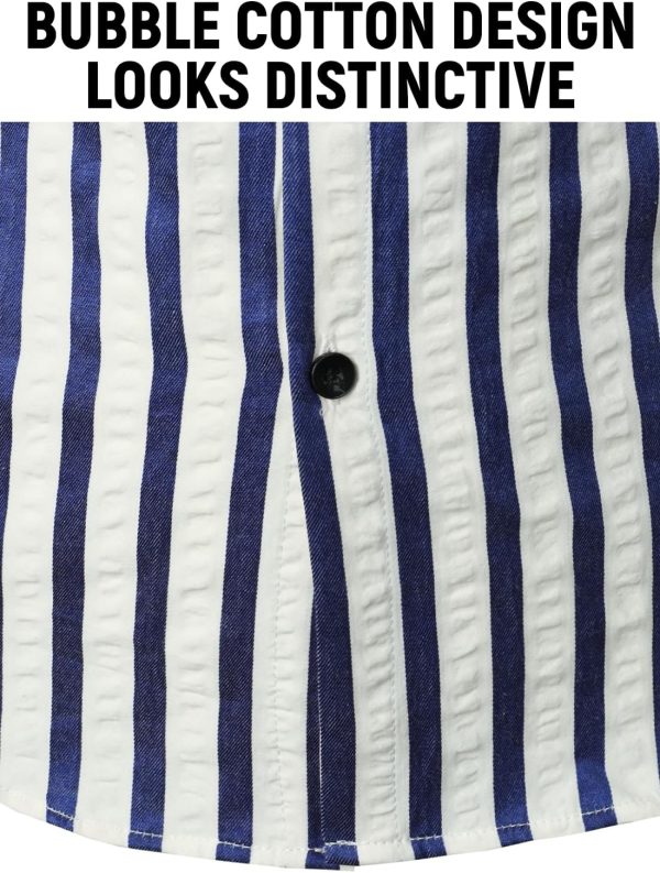 VATPAVE Men's Casual Stylish Striped Shirt Long Sleeve Button Down Shirt Regular Fit Dress Shirt with Pocket - Image 24