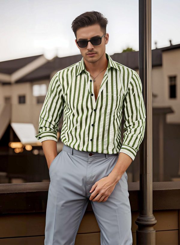 VATPAVE Men's Casual Stylish Striped Shirt Long Sleeve Button Down Shirt Regular Fit Dress Shirt with Pocket - Image 26