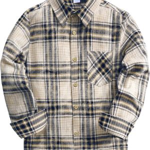 VATPAVE Boys Flannel Button Down Shirt Casual Long Sleeve Plaid Shirts 6-14 Years