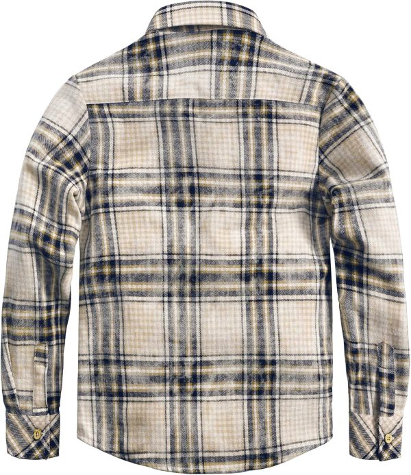 VATPAVE Boys Flannel Button Down Shirt Casual Long Sleeve Plaid Shirts 6-14 Years - Image 2