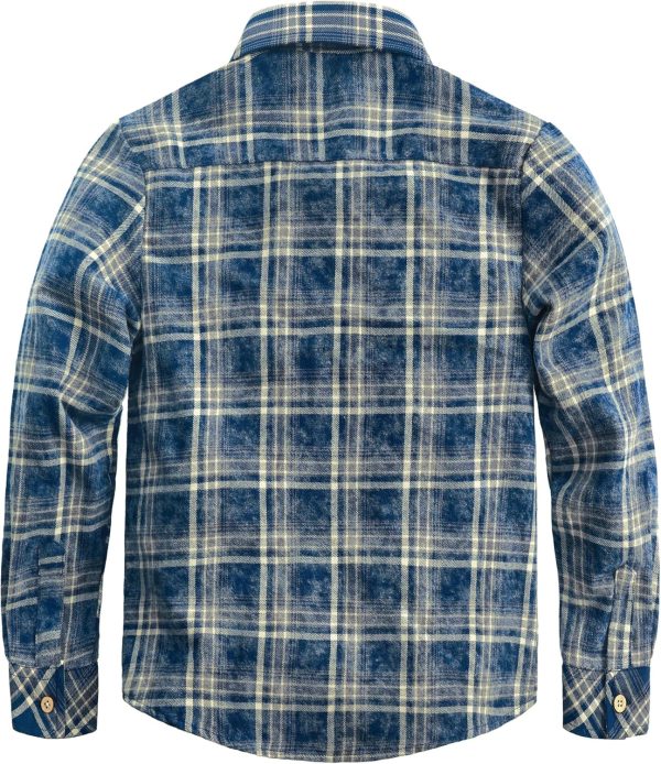 VATPAVE Boys Flannel Button Down Shirt Casual Long Sleeve Plaid Shirts 6-14 Years - Image 20