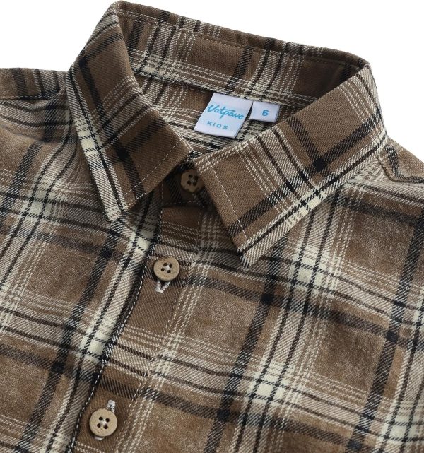 VATPAVE Boys Flannel Button Down Shirt Casual Long Sleeve Plaid Shirts 6-14 Years - Image 27