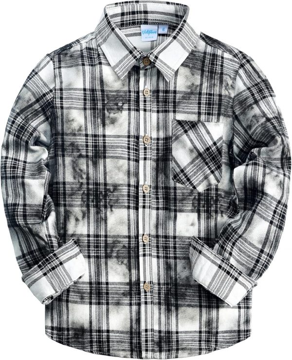 VATPAVE Boys Flannel Button Down Shirt Casual Long Sleeve Plaid Shirts 6-14 Years - Image 31