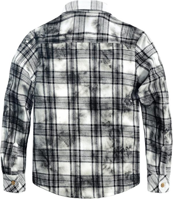 VATPAVE Boys Flannel Button Down Shirt Casual Long Sleeve Plaid Shirts 6-14 Years - Image 32