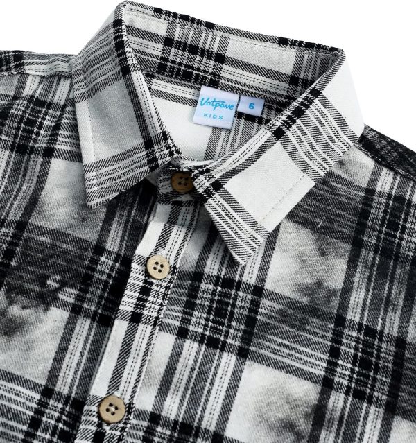 VATPAVE Boys Flannel Button Down Shirt Casual Long Sleeve Plaid Shirts 6-14 Years - Image 33