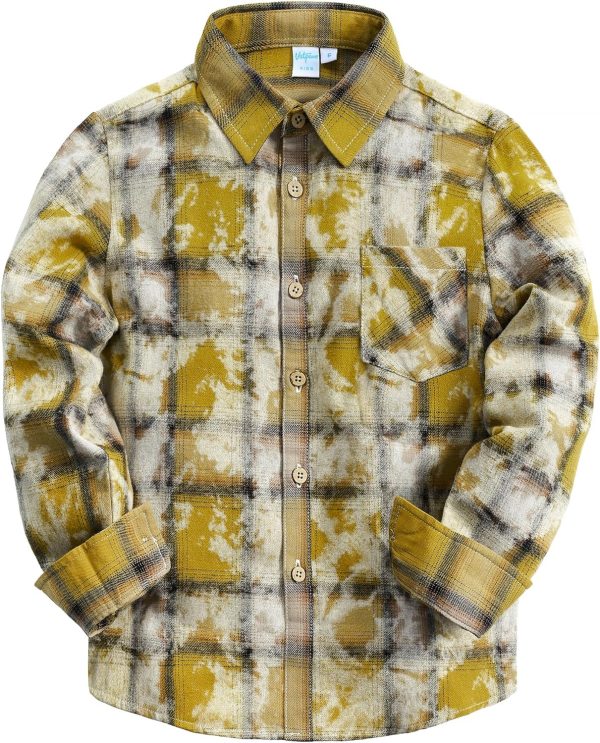 VATPAVE Boys Flannel Button Down Shirt Casual Long Sleeve Plaid Shirts 6-14 Years - Image 37
