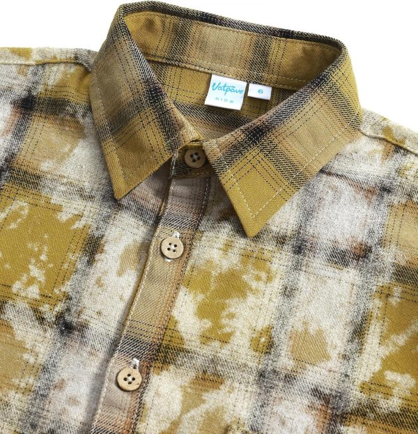 VATPAVE Boys Flannel Button Down Shirt Casual Long Sleeve Plaid Shirts 6-14 Years - Image 39