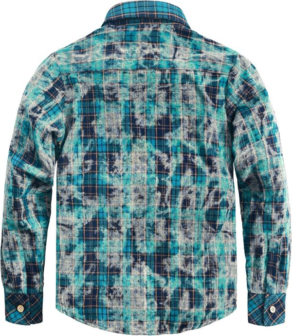 VATPAVE Boys Flannel Button Down Shirt Casual Long Sleeve Plaid Shirts 6-14 Years - Image 50