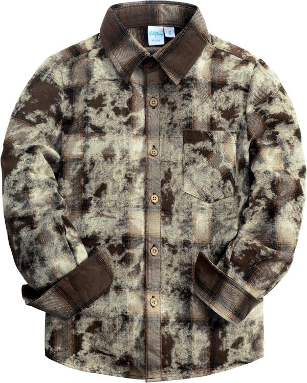 VATPAVE Boys Flannel Button Down Shirt Casual Long Sleeve Plaid Shirts 6-14 Years - Image 55