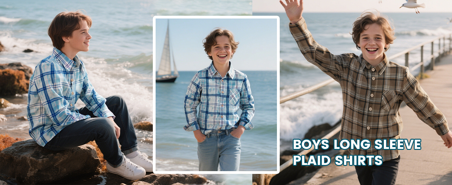 boys plaid button down shirt