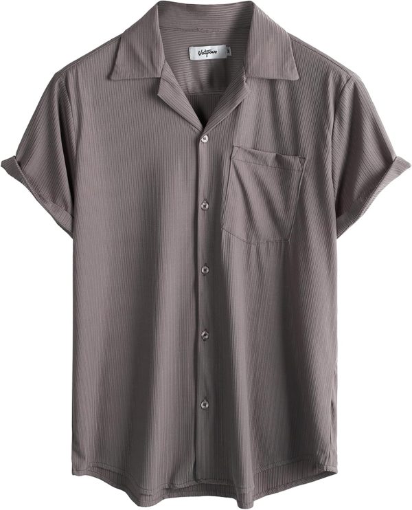 VATPAVE Mens Casual Summer Shirts Short Sleeve Button Down Shirts Fashion Textured Beach Hawaiian Shirts with Pocket - Image 4