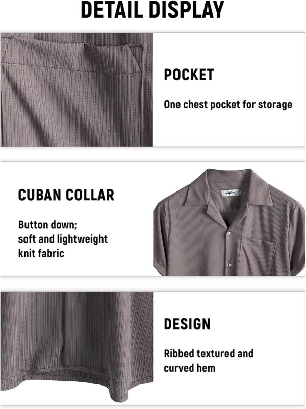 VATPAVE Mens Casual Summer Shirts Short Sleeve Button Down Shirts Fashion Textured Beach Hawaiian Shirts with Pocket - Image 6
