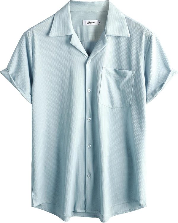 VATPAVE Mens Casual Summer Shirts Short Sleeve Button Down Shirts Fashion Textured Beach Hawaiian Shirts with Pocket - Image 10