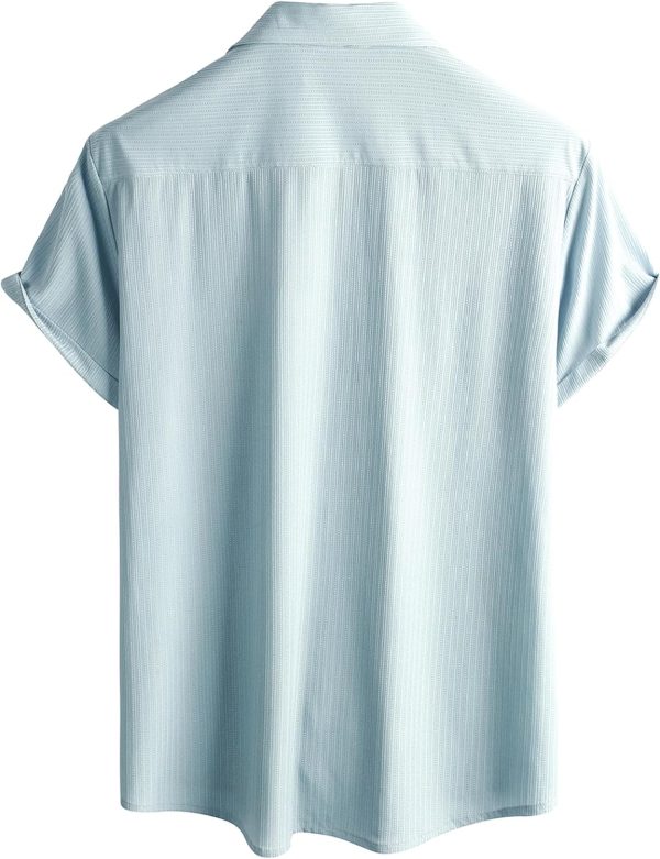 VATPAVE Mens Casual Summer Shirts Short Sleeve Button Down Shirts Fashion Textured Beach Hawaiian Shirts with Pocket - Image 11