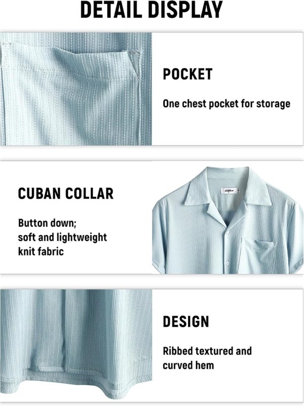VATPAVE Mens Casual Summer Shirts Short Sleeve Button Down Shirts Fashion Textured Beach Hawaiian Shirts with Pocket - Image 12