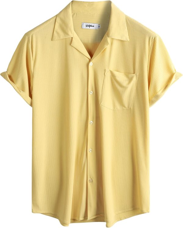 VATPAVE Mens Casual Summer Shirts Short Sleeve Button Down Shirts Fashion Textured Beach Hawaiian Shirts with Pocket - Image 16