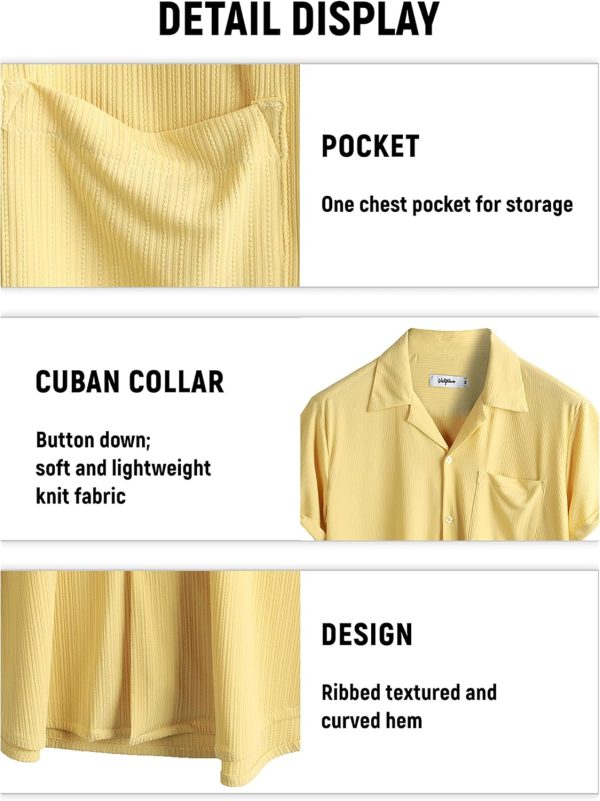 VATPAVE Mens Casual Summer Shirts Short Sleeve Button Down Shirts Fashion Textured Beach Hawaiian Shirts with Pocket - Image 18