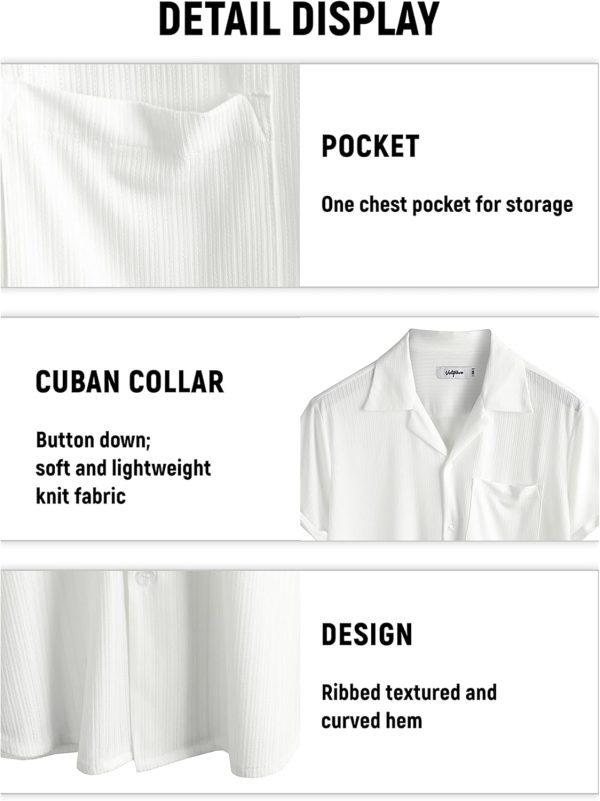 VATPAVE Mens Casual Summer Shirts Short Sleeve Button Down Shirts Fashion Textured Beach Hawaiian Shirts with Pocket - Image 24