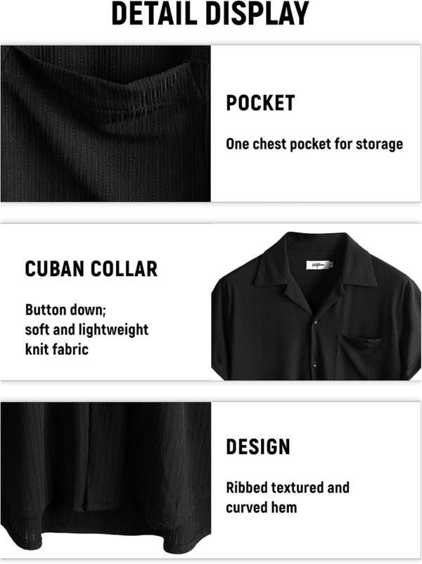 VATPAVE Mens Casual Summer Shirts Short Sleeve Button Down Shirts Fashion Textured Beach Hawaiian Shirts with Pocket - Image 30