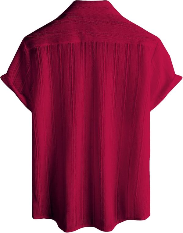 VATPAVE Mens Summer Lace Shirts See Through Sheer Shirts Casual Short Sleeve Button Down Beach Shirts - Image 11