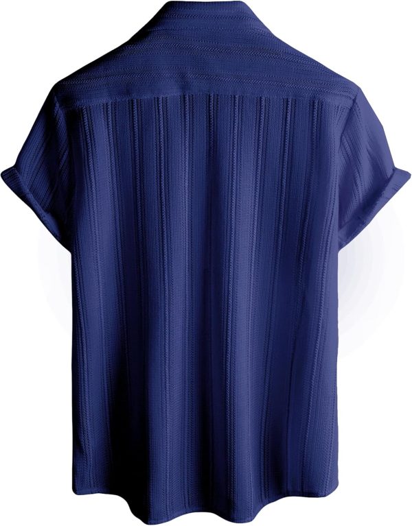 VATPAVE Mens Summer Lace Shirts See Through Sheer Shirts Casual Short Sleeve Button Down Beach Shirts - Image 17