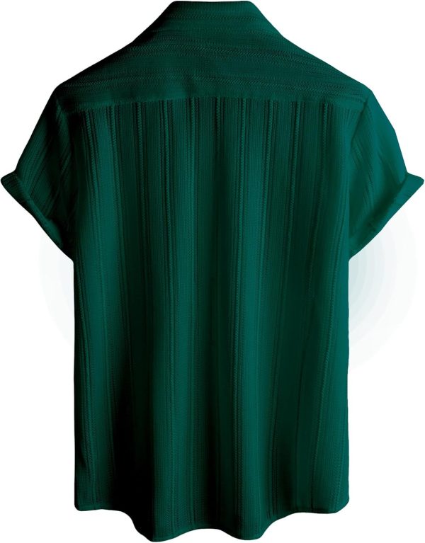 VATPAVE Mens Summer Lace Shirts See Through Sheer Shirts Casual Short Sleeve Button Down Beach Shirts - Image 35