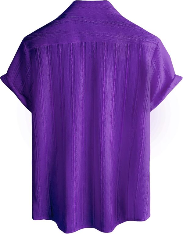 VATPAVE Mens Summer Lace Shirts See Through Sheer Shirts Casual Short Sleeve Button Down Beach Shirts - Image 41