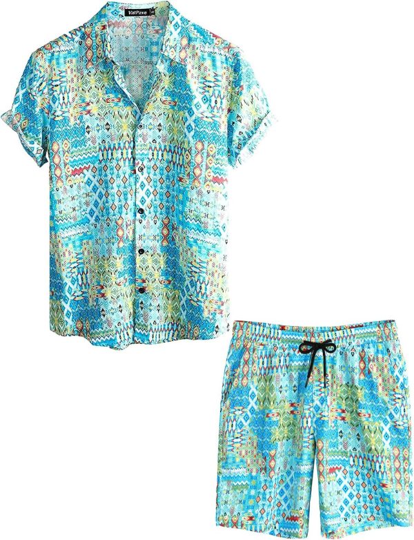 VATPAVE Mens Floral Hawaiian Shirts Short Sleeve Button Down Beach Shirts Suits
