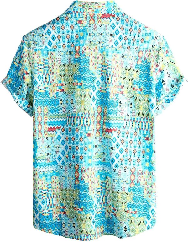 VATPAVE Mens Floral Hawaiian Shirts Short Sleeve Button Down Beach Shirts Suits - Image 4