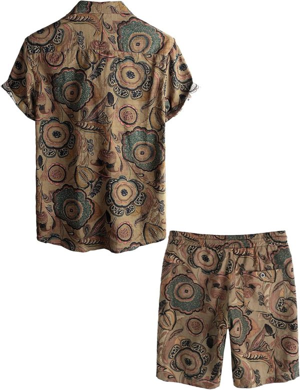 VATPAVE Mens Floral Hawaiian Shirts Short Sleeve Button Down Beach Shirts Suits - Image 8