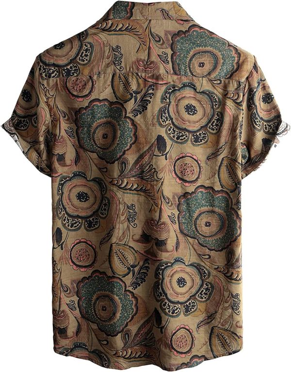 VATPAVE Mens Floral Hawaiian Shirts Short Sleeve Button Down Beach Shirts Suits - Image 10