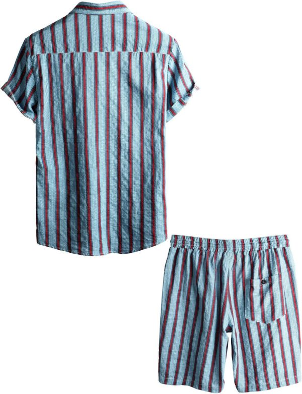 VATPAVE Mens Floral Hawaiian Shirts Short Sleeve Button Down Beach Shirts Suits - Image 14