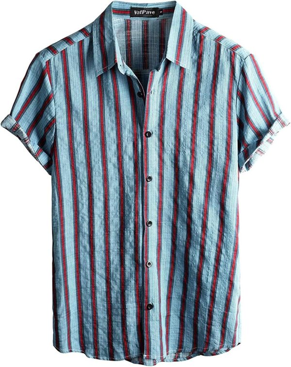 VATPAVE Mens Floral Hawaiian Shirts Short Sleeve Button Down Beach Shirts Suits - Image 15