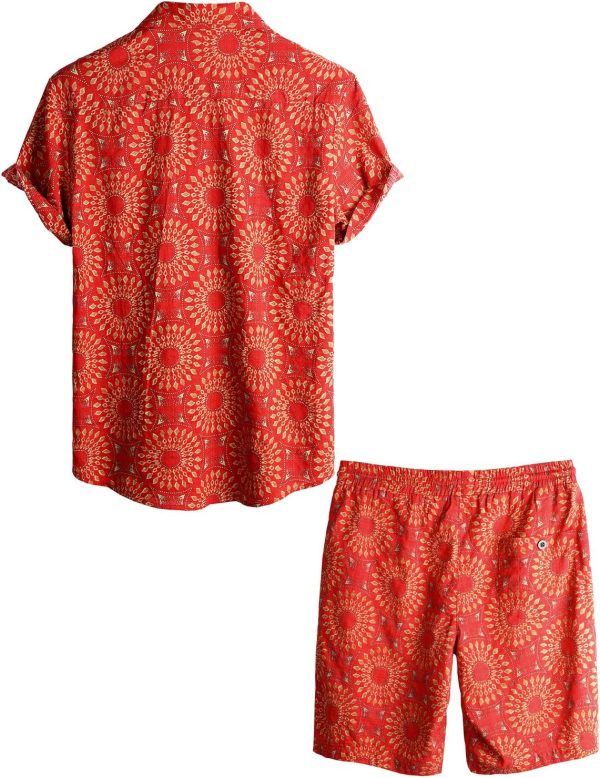 VATPAVE Mens Floral Hawaiian Shirts Short Sleeve Button Down Beach Shirts Suits - Image 20