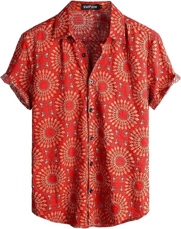 VATPAVE Mens Floral Hawaiian Shirts Short Sleeve Button Down Beach Shirts Suits - Image 21