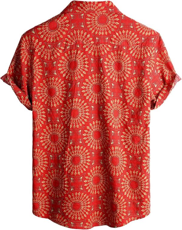 VATPAVE Mens Floral Hawaiian Shirts Short Sleeve Button Down Beach Shirts Suits - Image 22