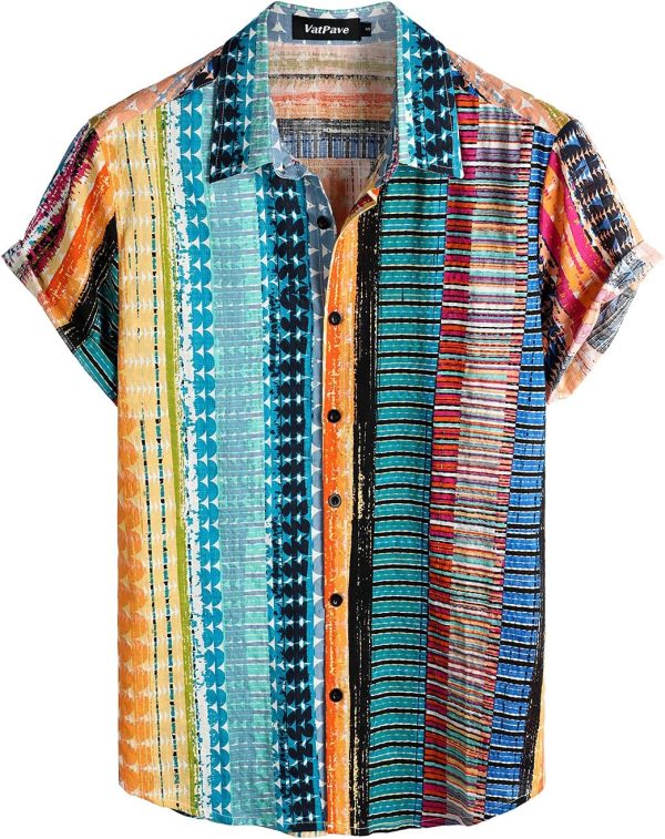 VATPAVE Mens Floral Hawaiian Shirts Short Sleeve Button Down Beach Shirts Suits - Image 27