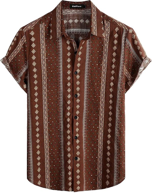 VATPAVE Mens Floral Hawaiian Shirts Short Sleeve Button Down Beach Shirts Suits - Image 33