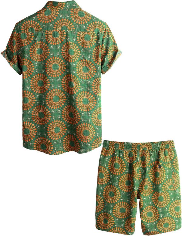 VATPAVE Mens Floral Hawaiian Shirts Short Sleeve Button Down Beach Shirts Suits - Image 38