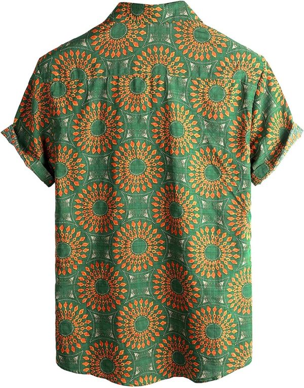 VATPAVE Mens Floral Hawaiian Shirts Short Sleeve Button Down Beach Shirts Suits - Image 40