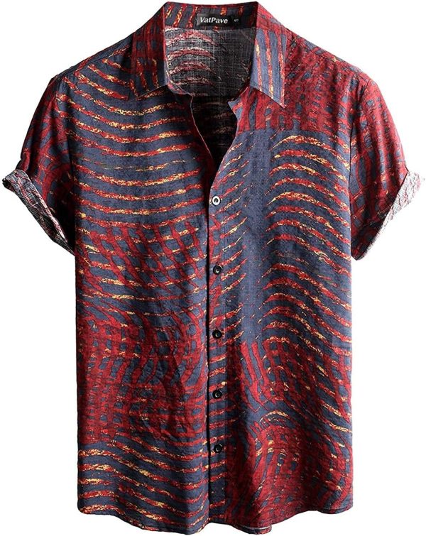 VATPAVE Mens Floral Hawaiian Shirts Short Sleeve Button Down Beach Shirts Suits - Image 51