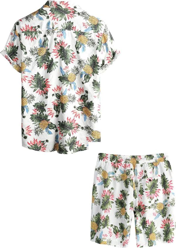 VATPAVE Mens Floral Hawaiian Shirts Short Sleeve Button Down Beach Shirts Suits - Image 56