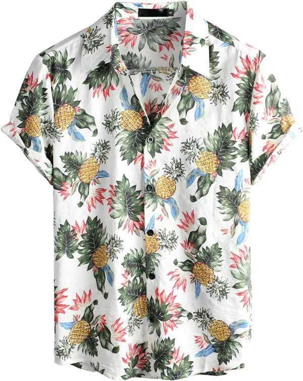 VATPAVE Mens Floral Hawaiian Shirts Short Sleeve Button Down Beach Shirts Suits - Image 57