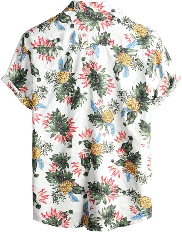 VATPAVE Mens Floral Hawaiian Shirts Short Sleeve Button Down Beach Shirts Suits - Image 58